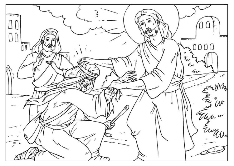 Coloring page Jesus heals