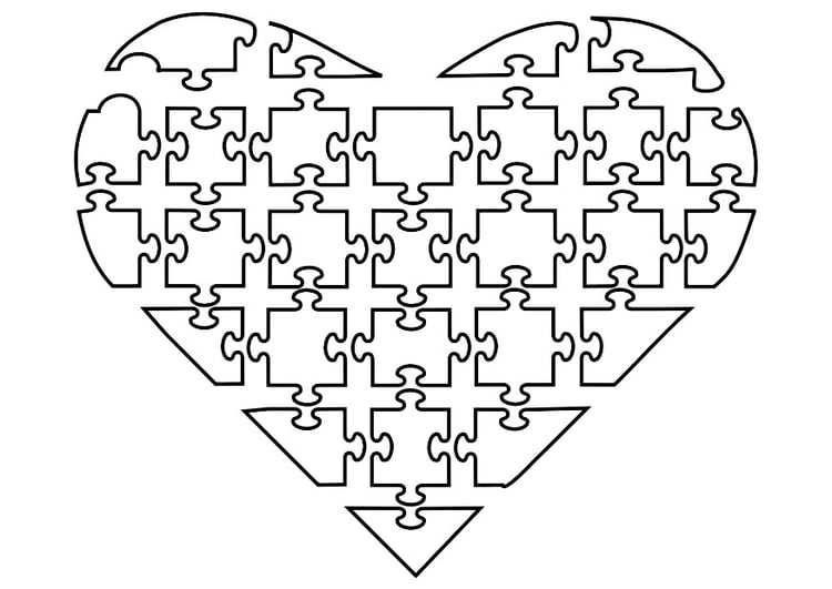 Coloring page jigsaw heart