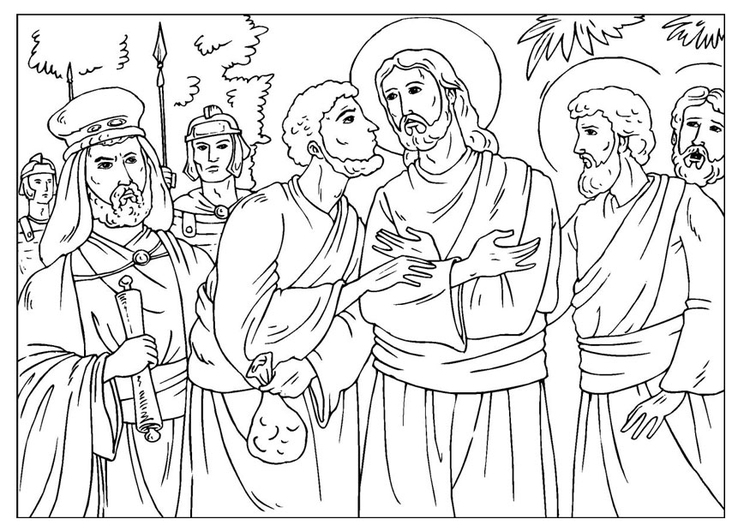 Coloring page Judas betrayal