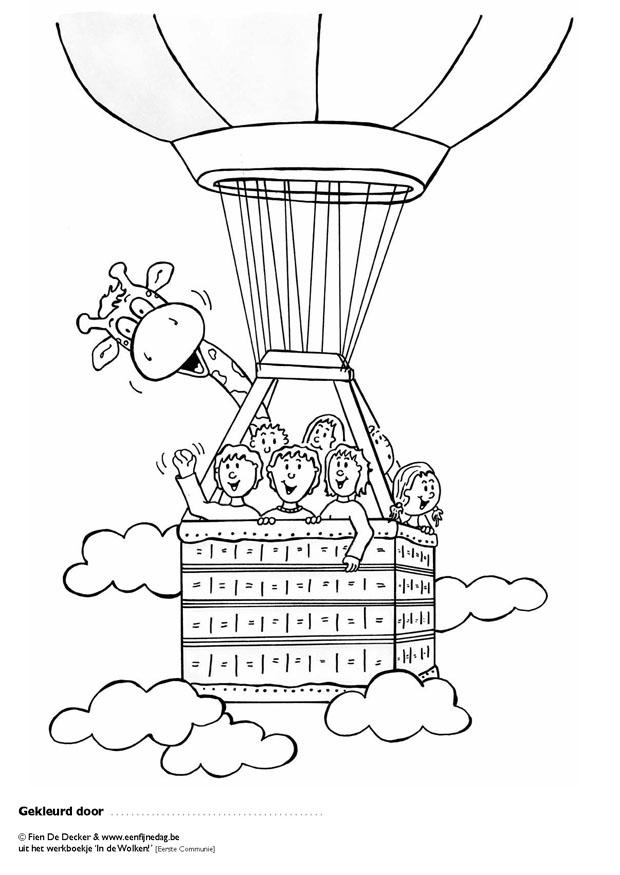 Coloring page Jules and friend in hot air balloon