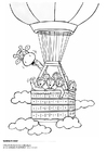 Coloring page Jules and friends in hot air balloon
