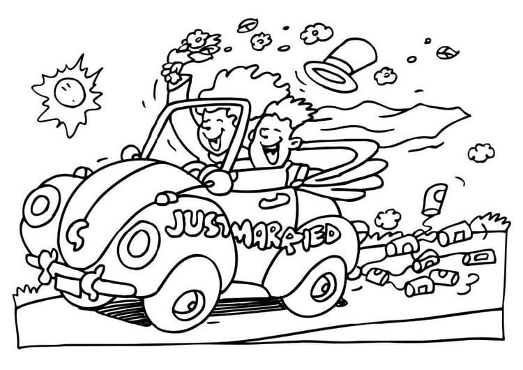 Coloring page just married