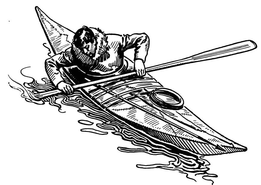 Coloring page kayak