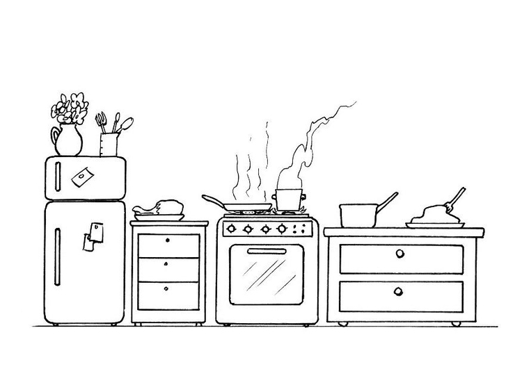 Coloring page kitchen
