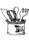 Coloring page kitchen utensils