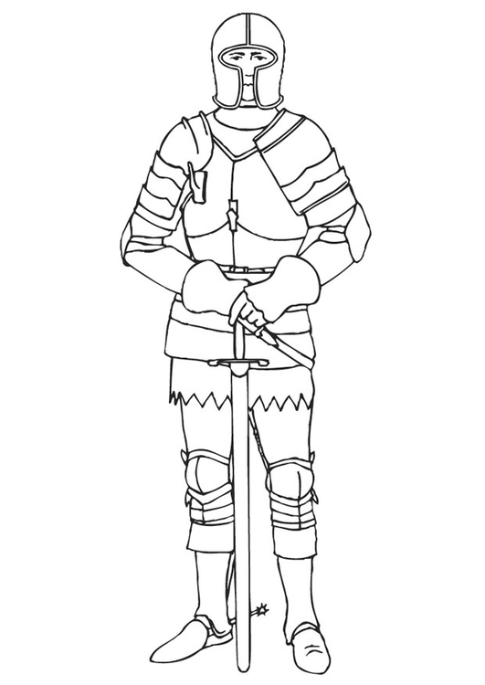 Coloring Page knight in armor - Free printables - Img 11195