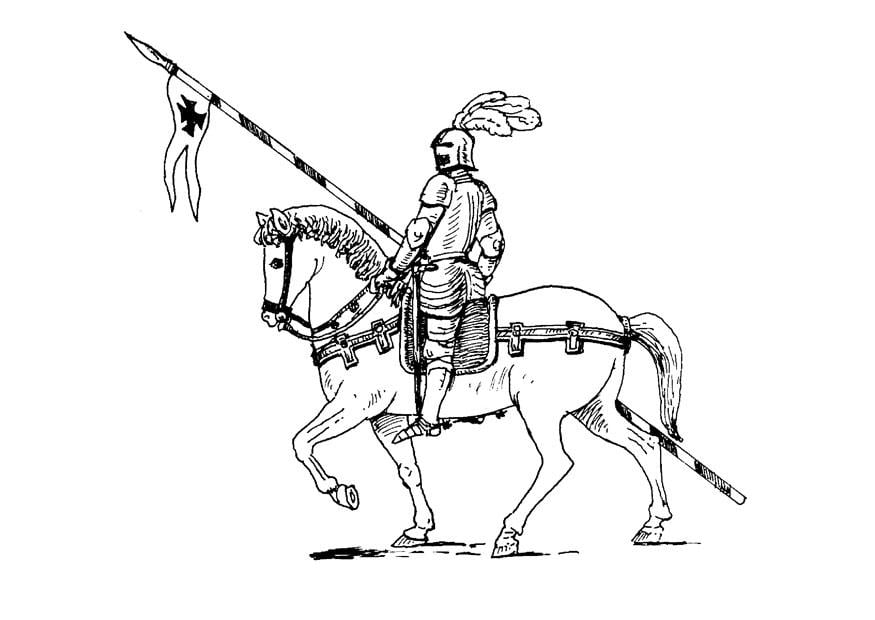 Coloring page knight on his horse