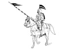 Coloring page knight on his horse