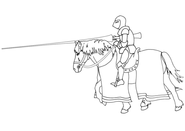 Coloring page knight on horseback