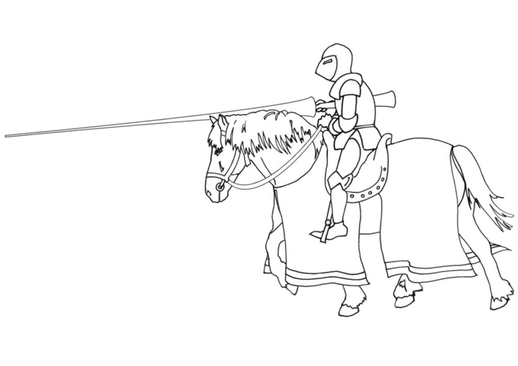 Coloring page knight on horseback