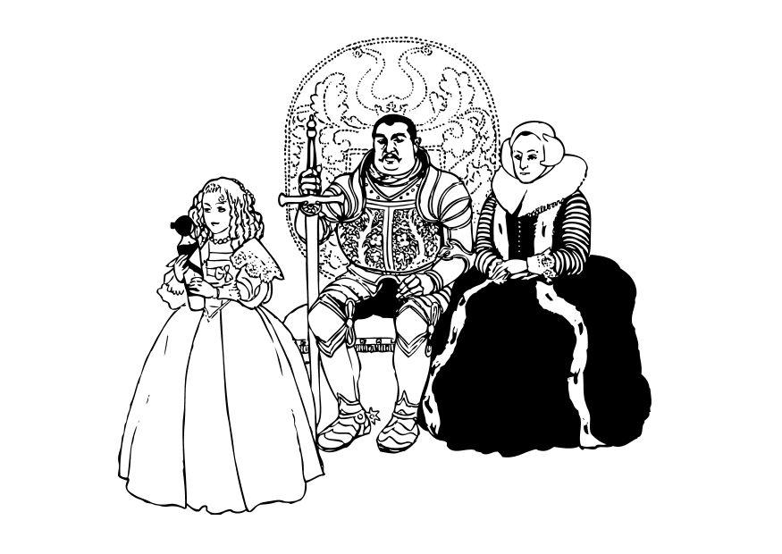 Coloring page knight with family