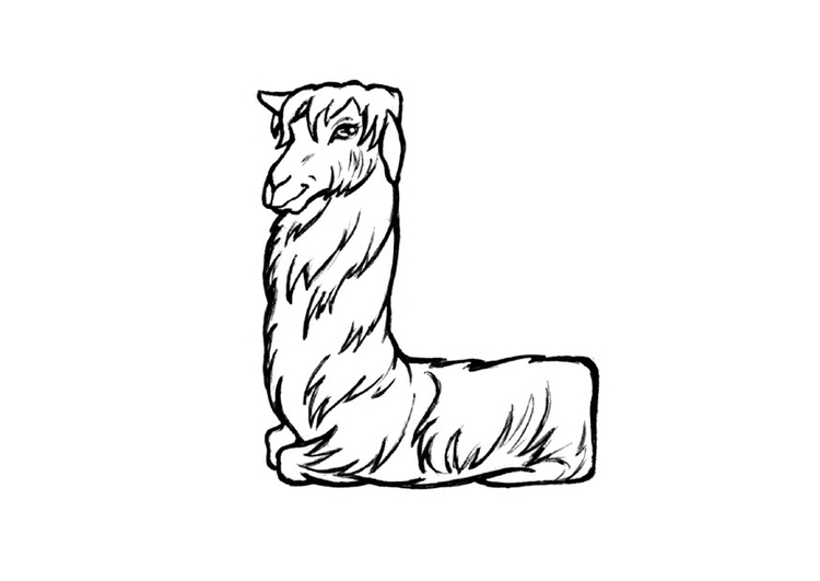 Coloring page l-llama