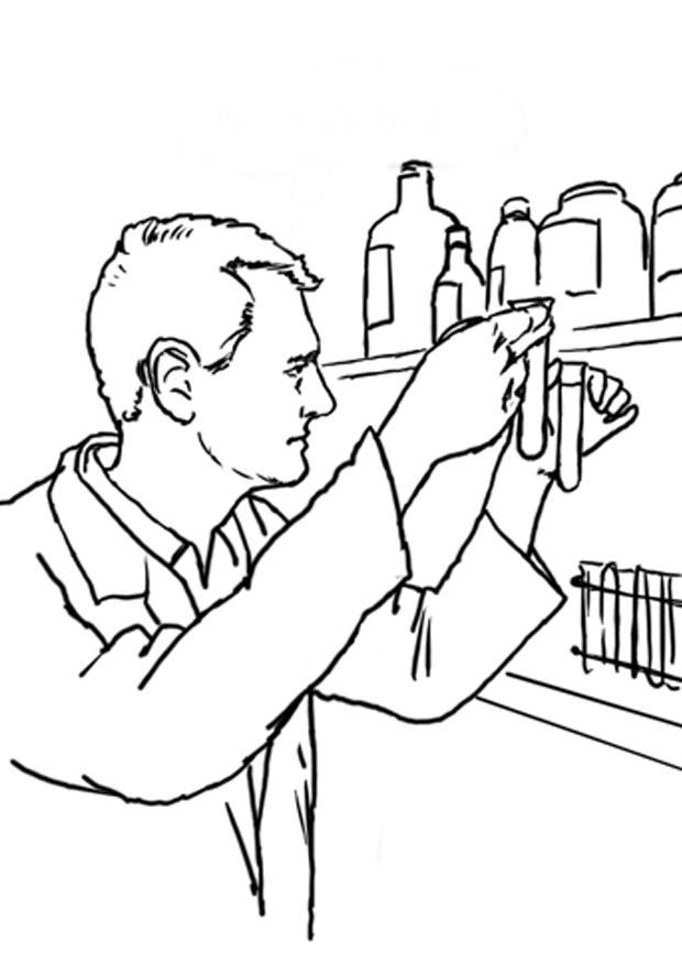 Coloring page laboratory assistant