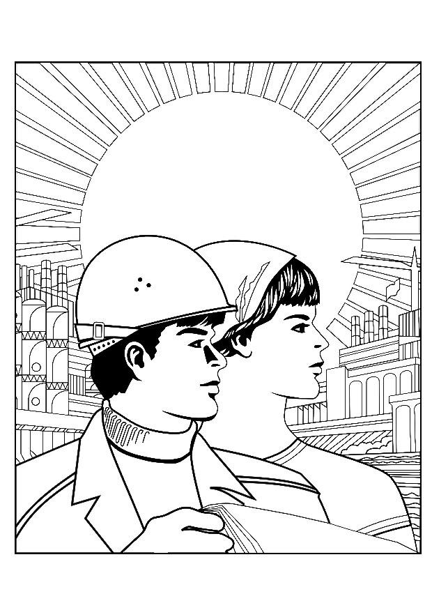 Coloring page labourers