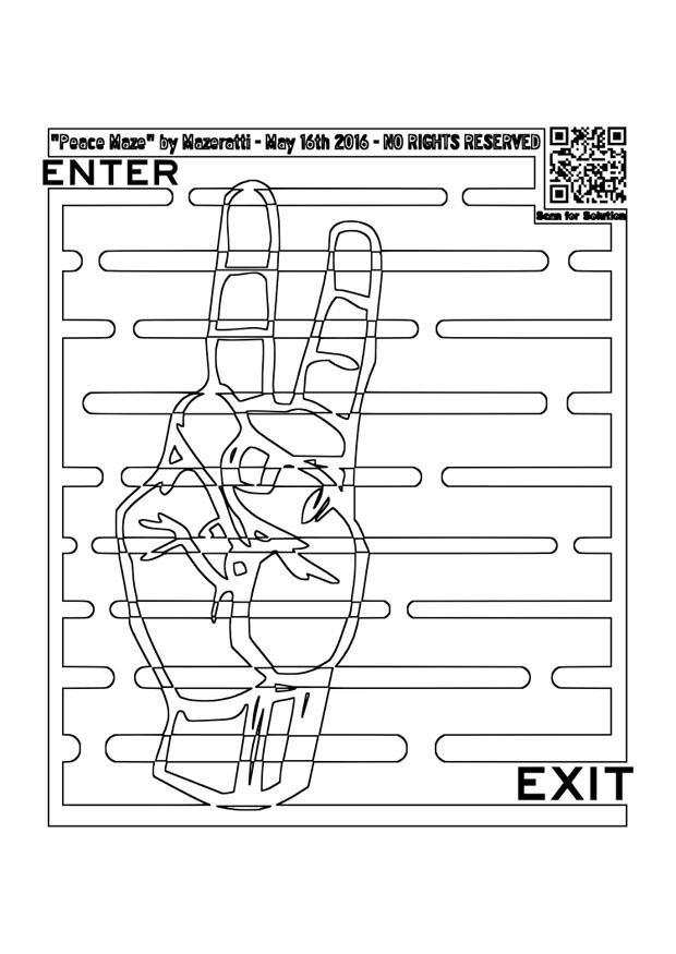 Coloring page labyrinth - peace