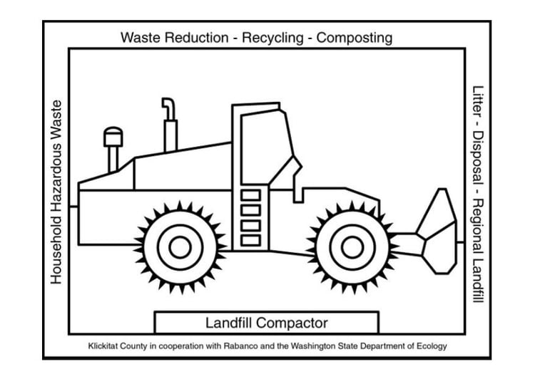 Coloring page landfill compactor