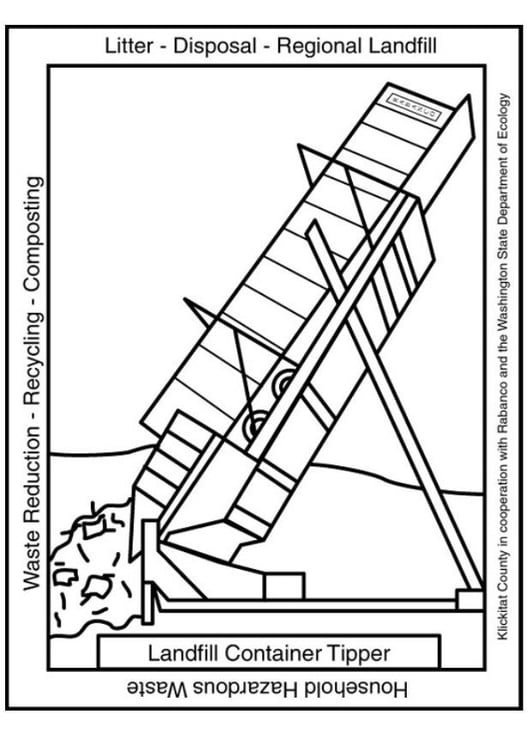 Coloring page landfill container tipper