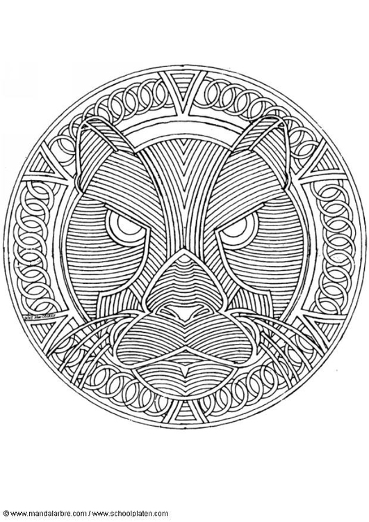 Coloring page leopard mandala