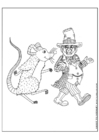 Coloring pages Leprechaun with a mouse