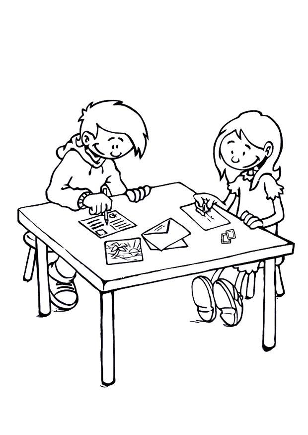 Coloring page letter-delivering process 1