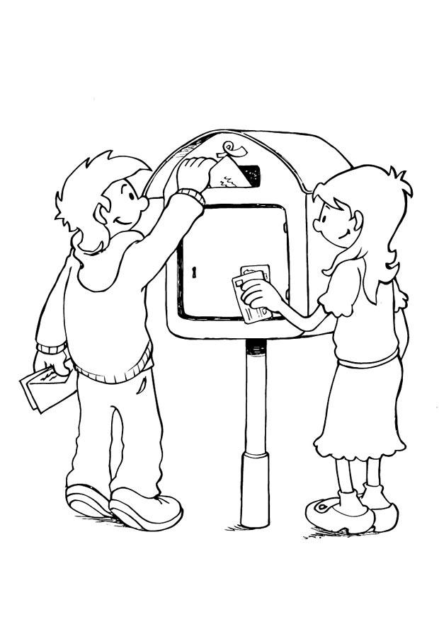 Coloring page letter-delivering process 2