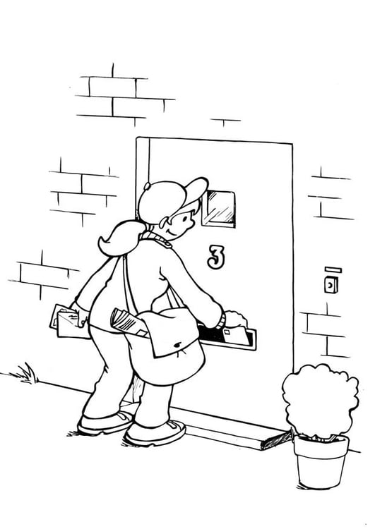 Coloring page letter-delivering process 7