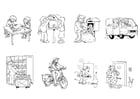 Coloring page letter-delivering process - in order