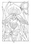 Coloring page lily with butterflies