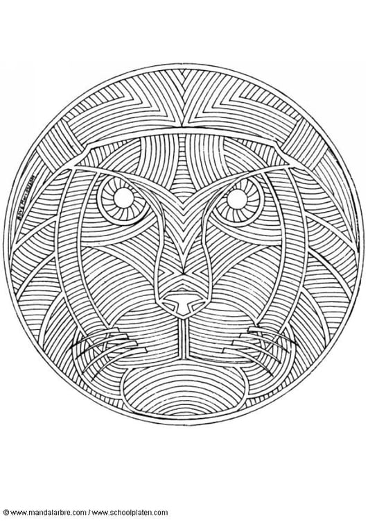 Coloring page lion mandala