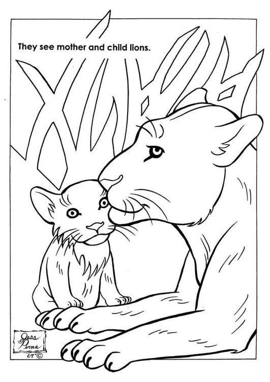 Coloring page lions