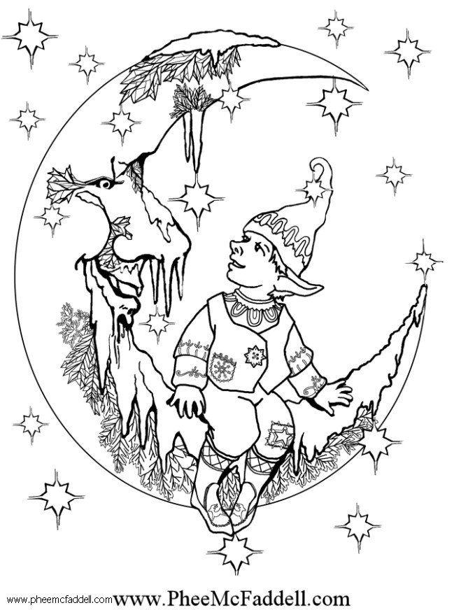 Coloring page little elf 2