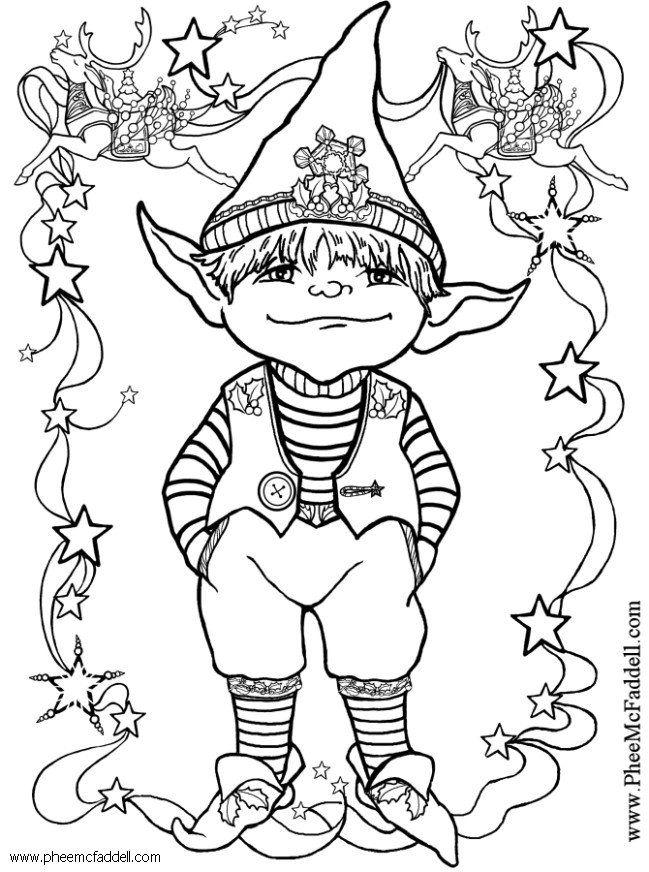 elves coloring sheets