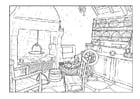 Coloring page living room 18th century