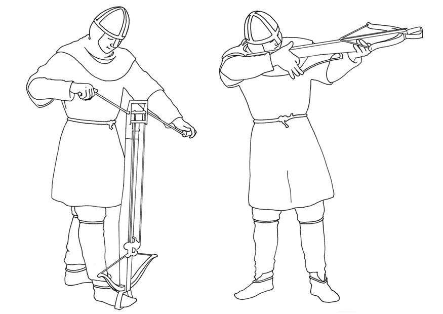 Coloring page loading and shooting crossbow
