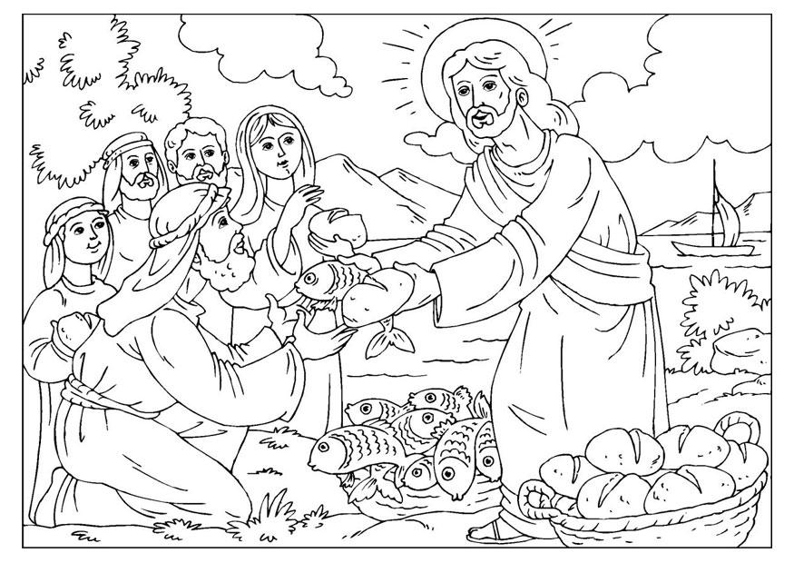 Coloring page loaves and fishes