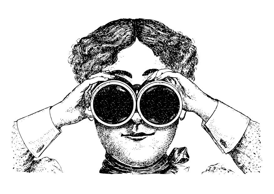 Coloring page looking through binoculars
