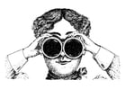 Coloring pages looking through binoculars