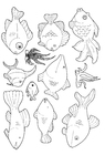 Coloring page lots of fish swimming around