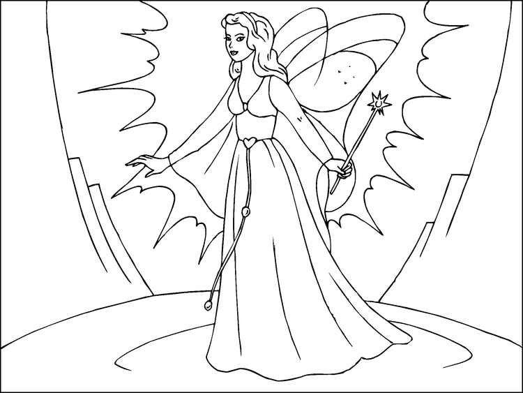 Coloring page magic fairy
