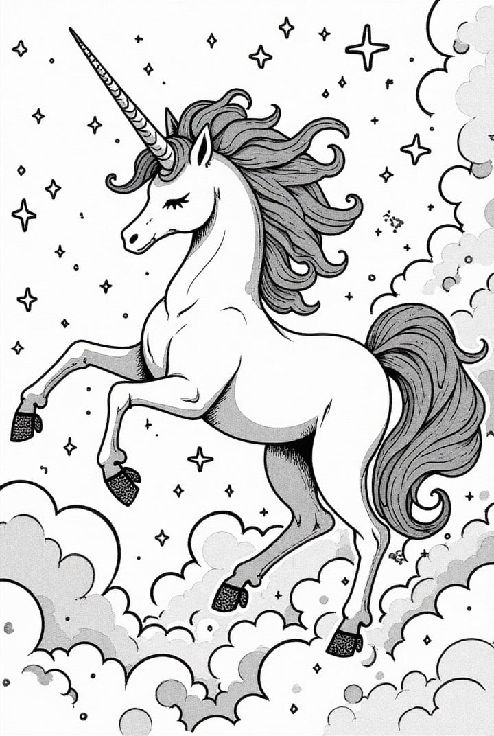 magical unicorn with stars