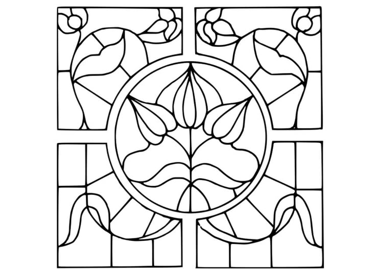 Coloring page Magnifying Glass with flower design