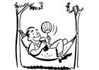Coloring page man in hammock