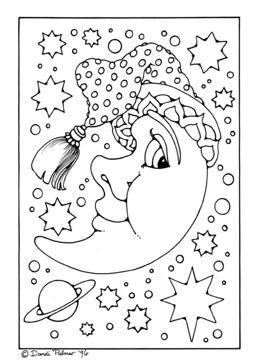 Coloring page man in the moon