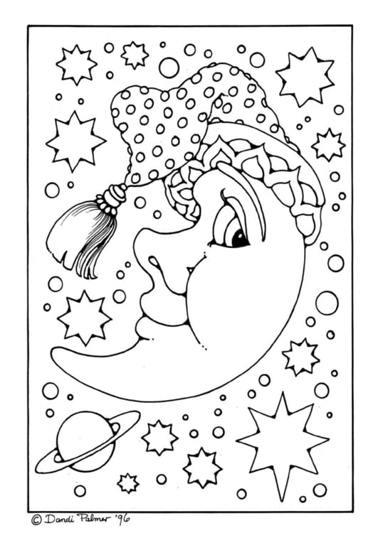 Coloring page man in the moon