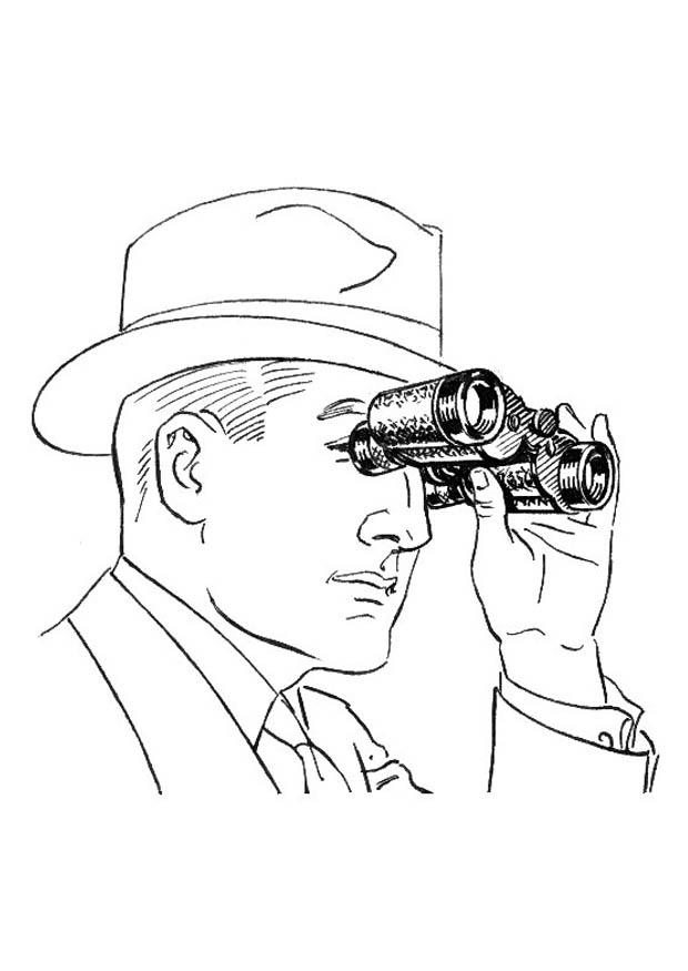 Coloring page man with binoculars