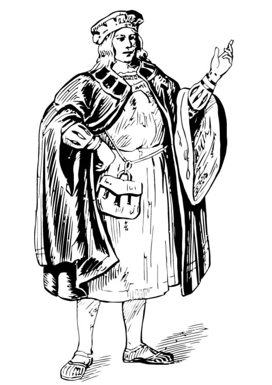 Coloring page man with cloak