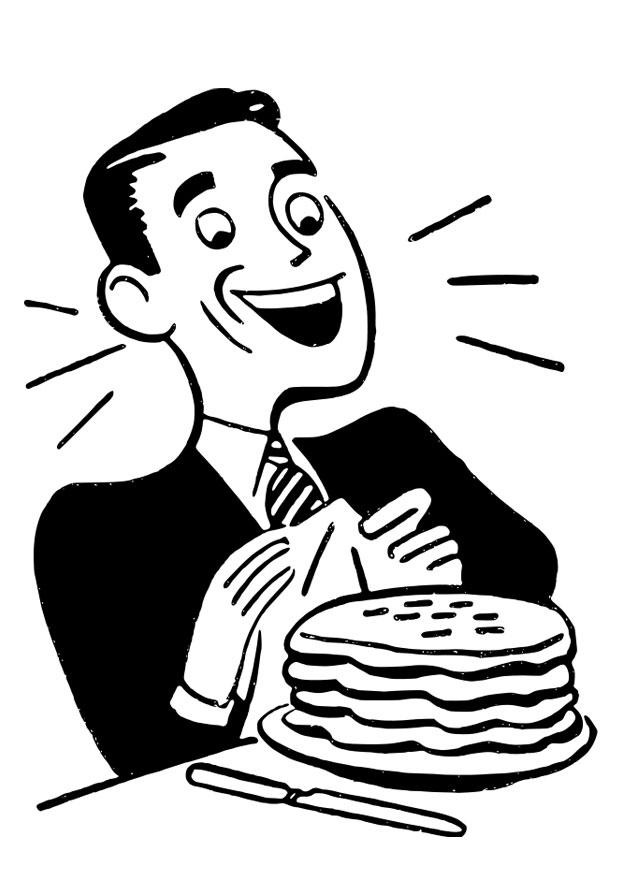 Coloring page man with pancakes