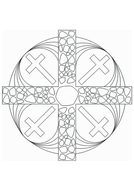 Coloring page Mandala Cross