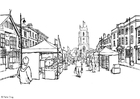 Coloring pages market place