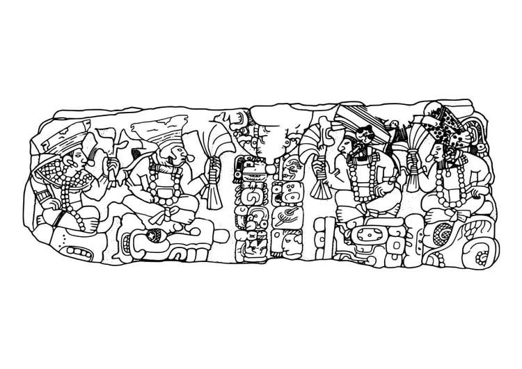 Coloring page Mayan rulers